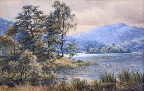 Mary B Bigland Signed Original 19th Century Antique Watercolour Painting of Coniston, Cumbria English Lake District