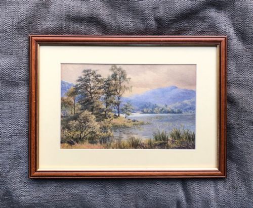 fig 1. Mary B Bigland Signed Original 19th Century Antique Watercolour Painting of Coniston, Cumbria English Lake District