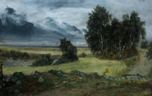 George Sherwood Hunter Original 19th Century Antique Oil Painting on Board Ballater Lowlands Scotland Scottish Landscape