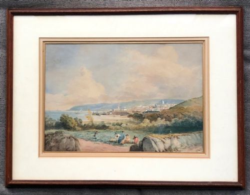 fig 1. After Turner Original 19th Century Watercolour Painting Signed T L Rowbotham Penzance Cornwall English Coastal Landscape