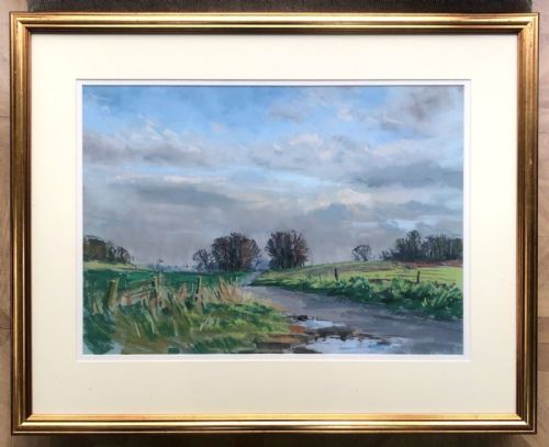 fig 1. Angus Rands Signed Original mid 20th Century Vintage Pastel Painting Approach to Castle Howard York Yorkshire Landscape