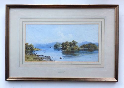 fig 1. Herbert Moxon Cook Signed Original Late 19th Century Antique Watercolour Painting Scottish Loch Landscape