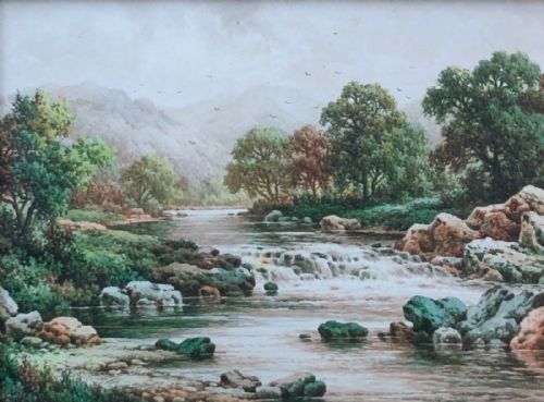 Charles A Bool  Signed Original 19th Century Antique Watercolour Painting River Landscape Betws-y-Coed Wales