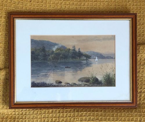 fig 1. Mary Backhouse Bigland Original Signed Late 19th Century Antique Watercolour Painting Coniston in Cumbria English Lake District Landscape