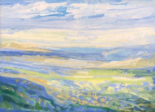 Mary Lord Signed Original Mid 20th Century Oil Painting on Board Titled 'Peaceful Day' Yorkshire Moors English Landscape