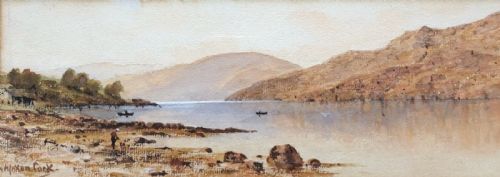 Herbert Moxon Cook Signed Antique Watercolour Scottish Landscape Painting Scottish Loch Long