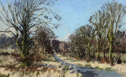 Angus Rands Original Mid 20th Century Vintage Pastel Painting Approach to Castle Howard Yorkshire English Country Landscape