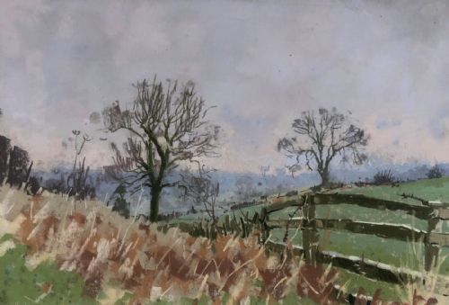 Angus Rands Original Mid 20th Century Vintage Pastel Painting Near Helmsley Yorkshire English Country Landscape
