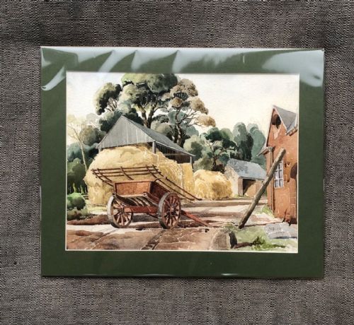 fig 1. Signed Butler Dated 1942 Original Early 20th Century Vintage Watercolour Painting Hay Cart & Farmyard English Landscape