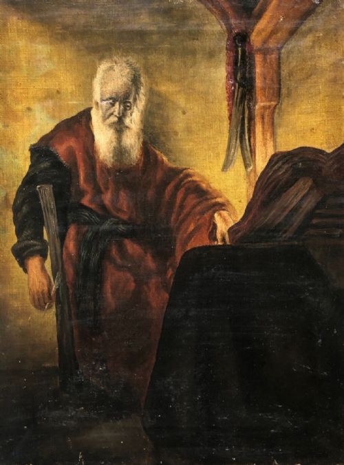After Rembrandt Original Antique Oil Painting on Canvas Apostle Paul in Contemplation Religious Portrait Study