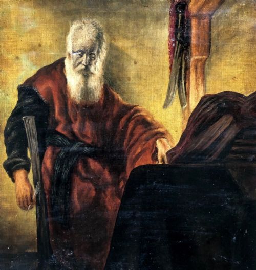 fig 1. After Rembrandt Original Antique Oil Painting on Canvas Apostle Paul in Contemplation Religious Portrait Study