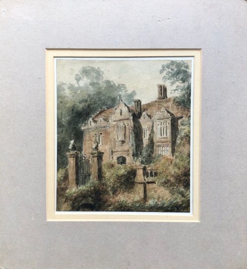 fig 1. Peter De Wint Original early 19th Century English Watercolour Painting, The Old Rectory at Stone, Staffordshire Architectural Landscape Study