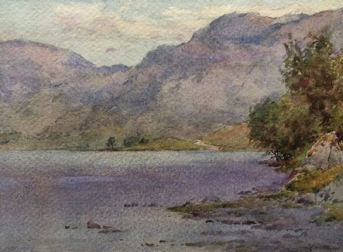 Cuthbert Rigby Signed Original 19th Century Antique Watercolour Painting "Evening Haweswater" Cumbria Lake District English Landscape