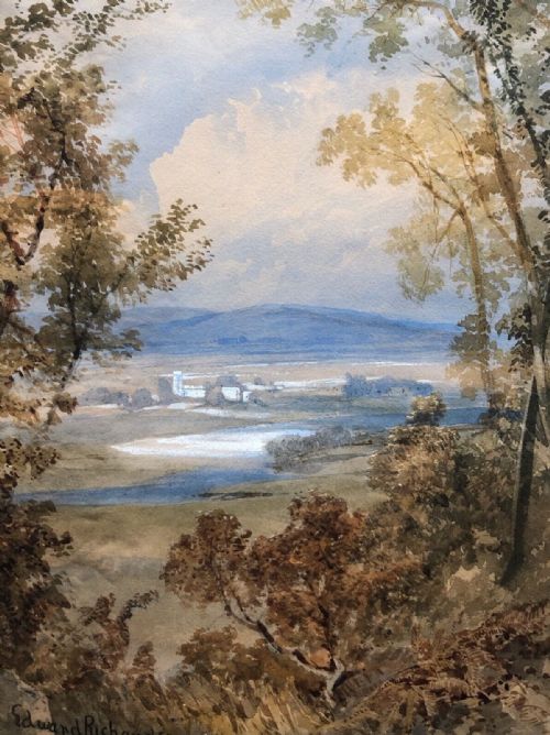 Edward Richardson Signed Original Mid 19th Century Antique Watercolour Painting "'Corbridge on Tyne'" English Landscape