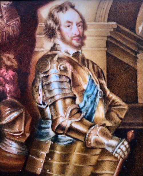 After Peter Paul Rubens Original 1835 Early 19th Century Miniature Portrait Thomas Howard 2nd Earl of Arundel Antique Watercolour Painting
