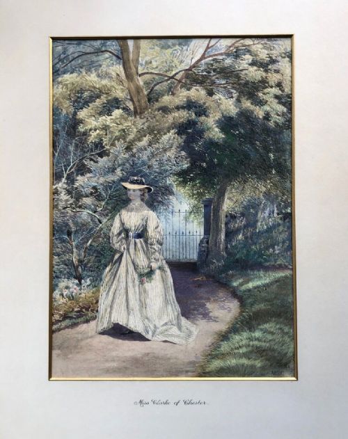 fig 1. Original mid 19th Century Antique Watercolour Painting Miss Clarke of Chester A Victorian Portrait of a Young Lady