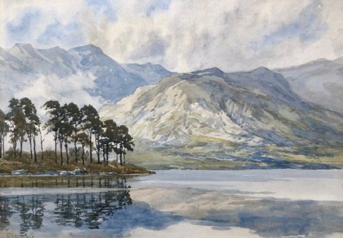 Re Walker Signed Early 20th Century Vintage Watercolour Painting Friars Crag Derwentwater Keswick, Cumbria English Lake District Landscape