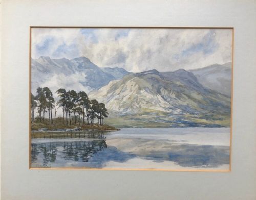 fig 1. RE Walker Signed Early 20th Century Vintage Watercolour Painting Friars Crag Derwentwater Keswick, Cumbria English Lake District Landscape