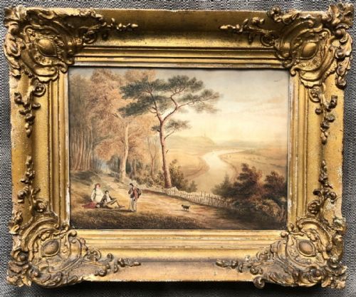Bristol School Original Early 19th Century Antique Watercolour Painting Clifton from Shirehampton Avon English Landscape