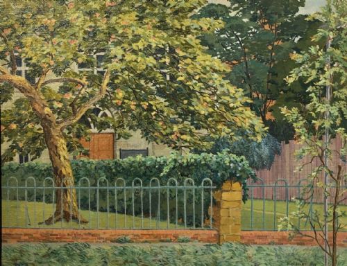Homer Wayland Colby 1946 Signed Original Mid 20th Century Vintage English Oil Painting Apple Tree Garden Landscape