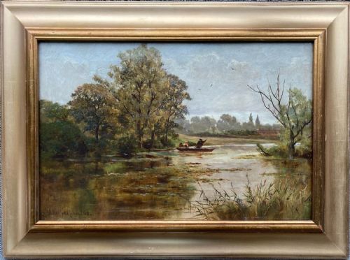 Henry Hadley Cubley 1884 Original 19th Century Antique Oil Painting on Canvas a Summer Afternoon, Compton, Staffordshire