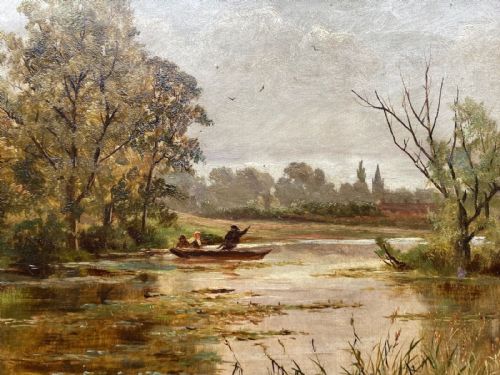 fig 1. Henry Hadley Cubley 1884 Original 19th Century Antique Oil Painting on Canvas A Summer Afternoon, Compton, Staffordshire