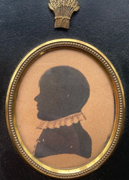 fig 1. Original Antique 18th Century Silhouette Miniature Young Boy with ruff collar