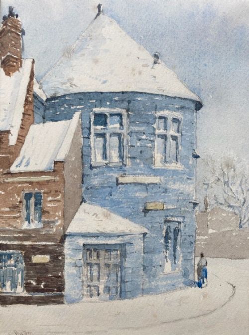 William James Boddy Original 19th Century English Antique Watercolour Painting Marygate Postern York in Snow Yorkshire Landscape