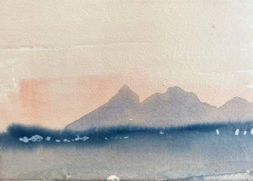 Kenneth Holmes Original Mid 20th Century Watercolour Painting Scotland Loch & Mountain Scene Scottish Landscape