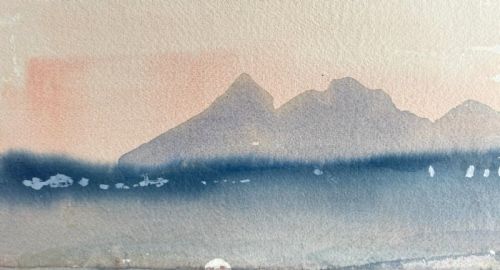 fig 1. Kenneth Holmes Original mid 20th Century Watercolour Painting Scotland Loch & Mountain Scene Scottish Landscape
