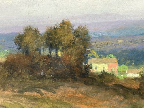 fig 1. Paul Koehler (1866-1909) Signed Original Antique Pastel Drawing Painting Low Sun Farmer & Sheep Landscape
