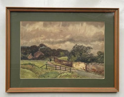 fig 1. Fred Cecil Jones Signed Early 20th Century Watercolour Painting near Allerton Yorkshire Landscape