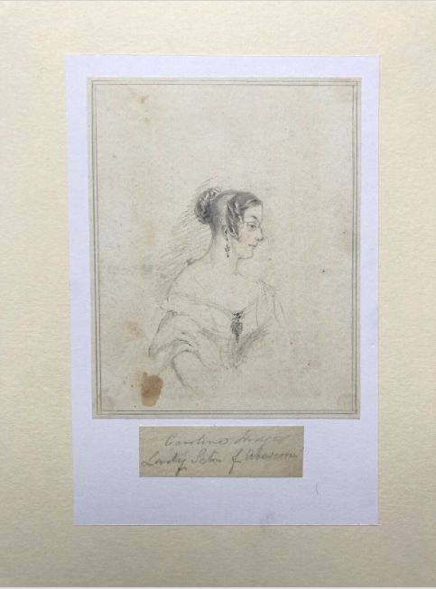fig 1. Original early 19th Century English Antique Pencil Sketch Study, Portrait of Lady Seton of Abercorn
