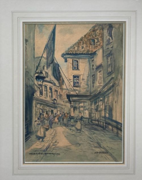 fig 1. Victor Noble Rainbird 1933 Signed Original early 20th Century Watercolour Painting Old Shields Northumberland British Townscape