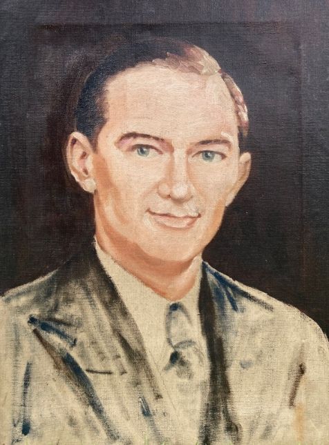 Original Mid 20th Century Vintage Oil Painting on Canvas Portrait of a Gentleman Wearing a Suit