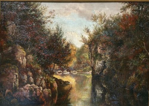 fig 1. John Morison (Signed Verso) Original late 19th Century Antique Oil Painting on Canvas Renfrewshire Landscape 
