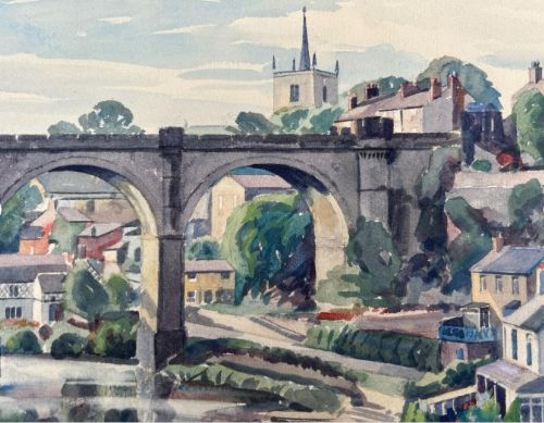 fig 2. Walter Horsnell Signed Original mid 20th Century Watercolour Painting Knaresborough River Nidd, Yorkshire, British Landscape