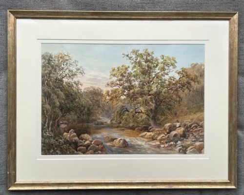 fig 1. Laurence George Bomford (18)80 Signed Original 19th Century Antique Watercolour River Teign British Landscape
