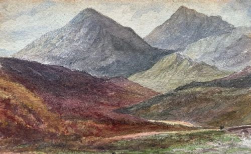 original antique 1871 watercolour painting ben more scotland tyndrum highlands - CATEGORY: ANTIQUE ART - DATED 1870
