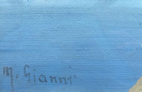 fig 2. M (Maria) Gianni Signed Original early 20th Century Italian Gouache Painting Amalfi Coast & Mount Vesuvius Italian Landscape