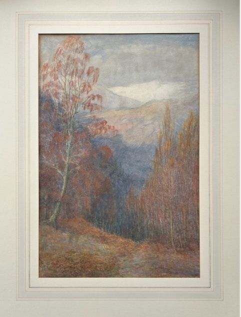 fig 1. Florence F Wilmot Signed Original late 19th Century Antique Watercolour Painting English Autumn Woodland Landscape