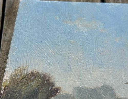 WILLIAM BURNS SIGNED ORIGINAL MID 20TH CENTURY BRITISH OIL PAINTING ON BOARD ALNWICK CASTLE LANDSCAPE NORTHUMBERLAND LANDSCAPE - ADDITIONAL PHOTO 4