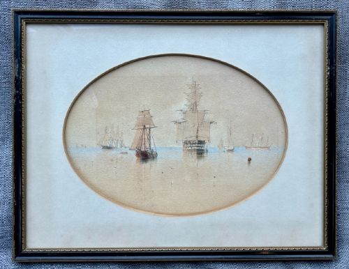 WILLIAM FREDERICK SETTLE OF HULL RIVER HUMBER SHIPPING SEASCAPE SAILING SHIPS CLIPPERS ORIGINAL WATERCOLOUR PAINTING BRITISH LANDSCAPE - ADDITIONAL PHOTO 1