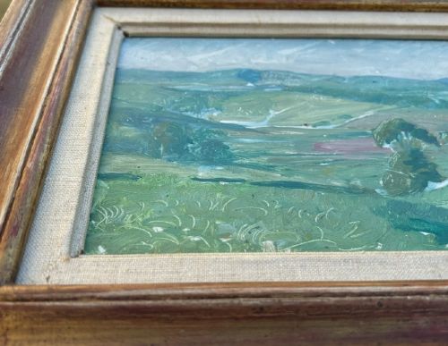 HUBERT WELLINGTON ORIGINAL EARLY 20TH CENTURY BRITISH OIL PAINTING ON WOOD PANEL CARDIGANSHIRE VALLEY WELSH LANDSCAPE - ADDITIONAL PHOTO 6