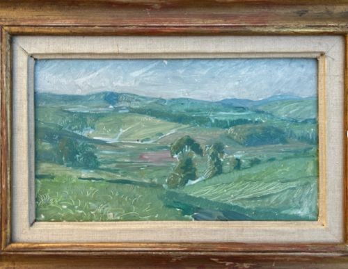 HUBERT WELLINGTON ORIGINAL EARLY 20TH CENTURY BRITISH OIL PAINTING ON WOOD PANEL CARDIGANSHIRE VALLEY WELSH LANDSCAPE - ADDITIONAL PHOTO 9