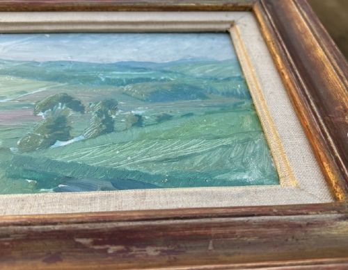 HUBERT WELLINGTON ORIGINAL EARLY 20TH CENTURY BRITISH OIL PAINTING ON WOOD PANEL CARDIGANSHIRE VALLEY WELSH LANDSCAPE - ADDITIONAL PHOTO 10