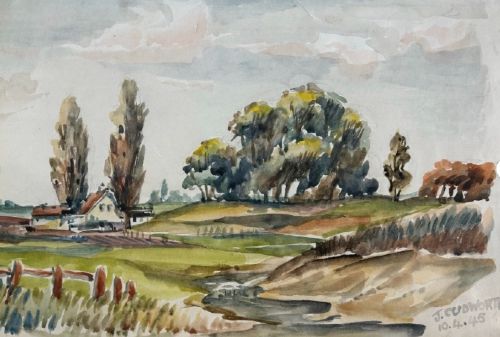JACK CUDWORTH SIGNED 1940'S COLLECTION OF ORIGINAL WATERCOLOUR LANDSCAPE PAINTINGS ARTIST PORTFOLIO BOOK - ADDITIONAL PHOTO 1