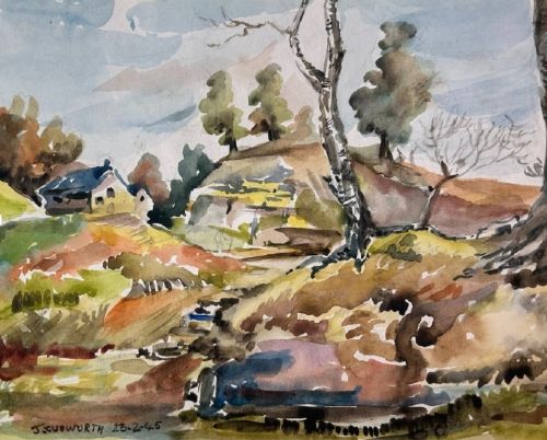 JACK CUDWORTH SIGNED 1940'S COLLECTION OF ORIGINAL WATERCOLOUR LANDSCAPE PAINTINGS ARTIST PORTFOLIO BOOK - ADDITIONAL PHOTO 2