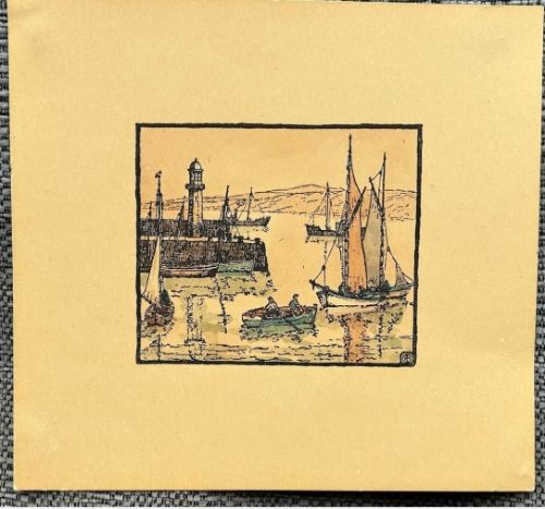 GEORGE F PENNINGTON VIEWS OF ST IVES 2 X ORIGINAL EARLY 20TH CENTURY ANTIQUE WATERCOLOUR PAINTINGS WOODBLOCK PRINT BRITISH LANDSCAPES - ADDITIONAL PHOTO 4