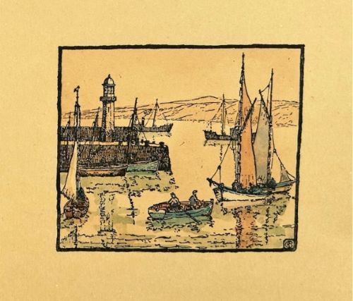 GEORGE F PENNINGTON VIEWS OF ST IVES 2 X ORIGINAL EARLY 20TH CENTURY ANTIQUE WATERCOLOUR PAINTINGS WOODBLOCK PRINT BRITISH LANDSCAPES - ADDITIONAL PHOTO 8